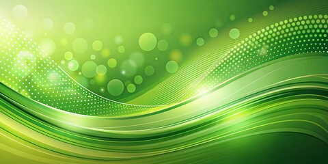 Wall Mural - Abstract green background with smooth curved lines, dots, and gradients