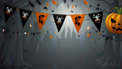 Wall Mural - halloween background with pumpkins