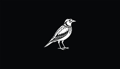 Eastern Meadowlark Logo with White Outline on Black Background