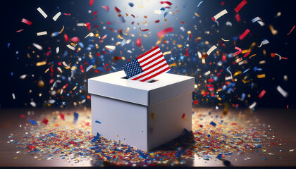 Wall Mural - american ballot box surrounded falling confetti celebration elections