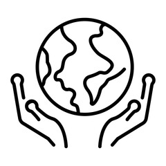 Poster - An outline style icon of world protection  