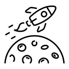 Poster - A linear style icon of moon exploration 