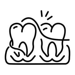 Poster - Teeth floss icon in line style 