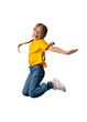 © Tijana - Cute happy girl jumping in the air. PNG file with transparency.