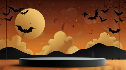 Sticker - halloween background with bats