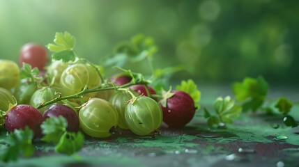 Gooseberry or emblic on the green backdrop