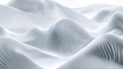 Canvas Print - Abstract White Hills:  A serene, minimalist landscape of flowing white hills with soft, gentle curves and lines creates an abstract, ethereal visual. 