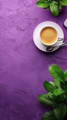 Wall Mural - Close-up of efficient workspace, isolated on purple background, flat design