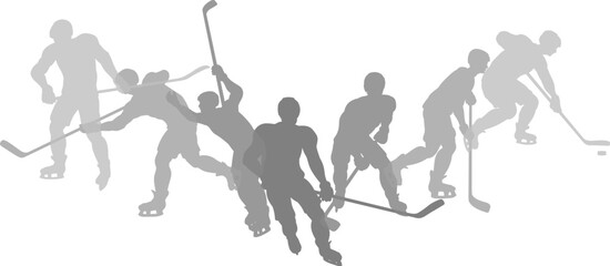 Poster - Silhouette ice hockey player set. Active sports people healthy players fitness silhouettes concept.