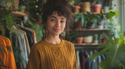 Canvas Print - Illustrate a person participating in a clothing swap event, exchanging