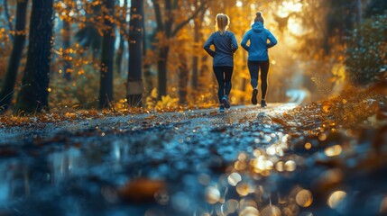 Canvas Print - Illustrate a physical therapist going for a morning jog with