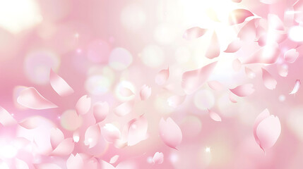 Wall Mural - Delicate Pink Flower Petals Falling on a Softly Blurred Background