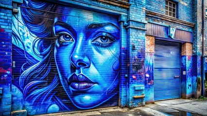 ultramarine blue vibrant street art abstract graffiti urban decay