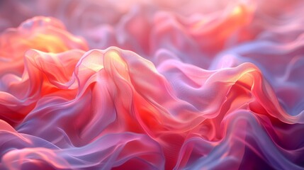 Wall Mural - Soft Pink and Purple Fabric Waves Flowing Gently Under Natural Light in a Serene Setting