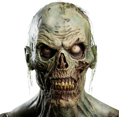 Wall Mural - Zombie head on transparent background. PNG