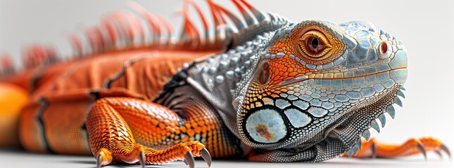 Poster - Close-up Portrait of a Colorful Iguana