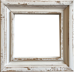 Wall Mural - White rustic frame on transparent background. PNG