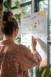 © Box Milk - A team discusses their goals and action plans in a meeting room, with charts and progress trackers on display