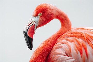 Canvas Print - Close-up of a Pink Flamingo with Delicate Feathers