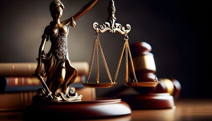 Close up balance scales of justice for attorney law copy space background.