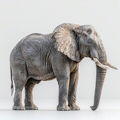 Canvas Print - Elephant Standing on a White Background