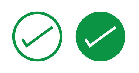 Poster - check mark icon button set. check box icon with right or correct buttons and yes checkmark icons in green tick box - checkbox symbol sign. check mark box square frame. vector illustration