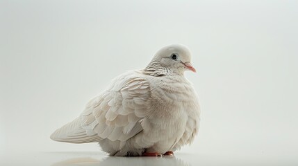 Sticker - White Dove Sitting on a White Background