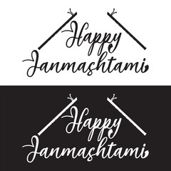 Canvas Print - Happy Janmashtami Typography Design . isolated on white and black background. Vector Illustration. EPS 10