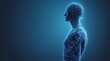 © Wannaeka - Futuristic Silhouette of Human Head with DNA Strands in Blue Bac