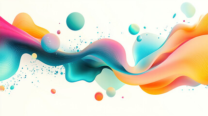 Wall Mural - Colorful fluid shapes and bubbles on a light background