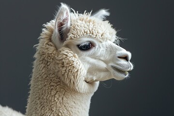 Poster - Portrait of a White Alpaca