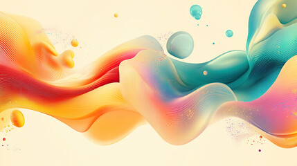 Wall Mural - Colorful fluid shapes and bubbles on a light background