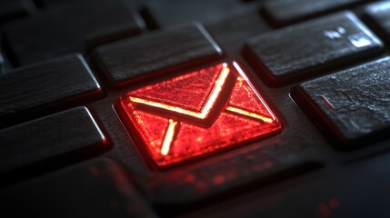 Red Glowing Email Icon on
