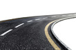 © id512 - asphalt road with yellow and white lane markings right turn on transparent background, cut out, isolated, clipping path