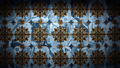 moroccan tile decor isolated with white highlights, png