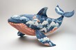 © jinna - 3D paper model of a whale with pastel blue grey an 0017 fish, decoration, isolated, animal, turtle, sea, food, blue, nature