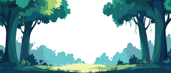 Sticker - A forest scene with trees and grass