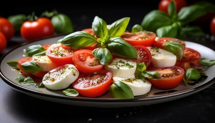 Wall Mural - caprese salad dish, AI generated