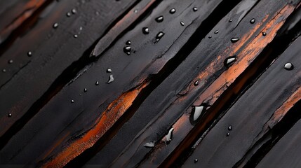 Wall Mural - Macro shot of Douglas fir bark, emphasizing the deep grooves and rich, dark hues, with resin deposits reflecting light