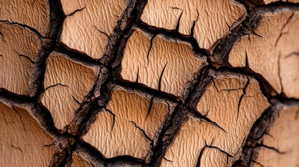 Wall Mural - Macro shot of hickory tree bark, showcasing deep grooves and coarse surface, highlighting the unique patterns and weathered appearance