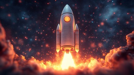 Wall Mural - A rocket colorful cartoon style high resolution ve  753 space, rocket, spaceship, star, sky, ship, vector, illustration, fire, light, cartoon, planet, moon, travel, shuttle, stars, fly, science, ufo, 