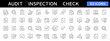 © warmworld - Audit thin line icons set. Check and Inspection editable stroke icon. Vector