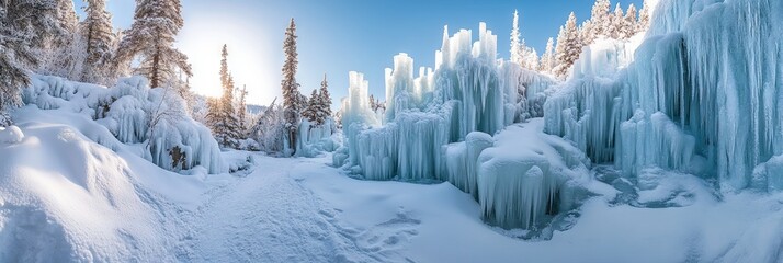 Wall Mural - ice castle in the snow -