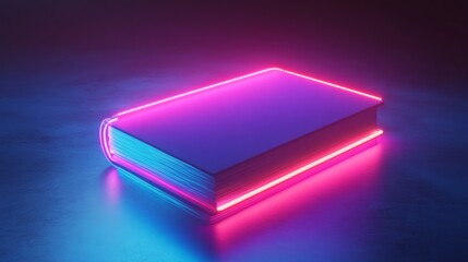 Wall Mural - A book with neon lights on the cover