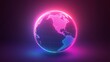 © CYBERPINK - A glowing, neon colored globe with the continents of North America