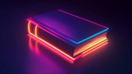 Canvas Print - a book with neon lights on the cover