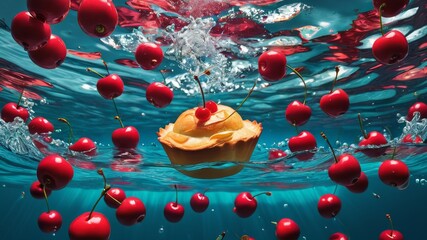 Wall Mural - Banner Background of Cherry Popover Day for Advertisement and Social Media