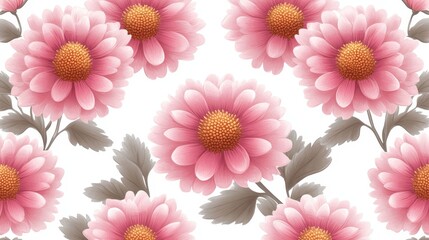 Canvas Print - Pink Flower Seamless Pattern Floral Background