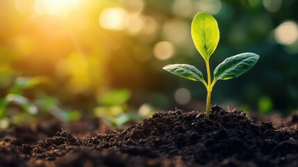 Poster - New Life Sprout: A Tiny Seedling Emerging From the Soil