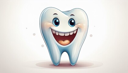 happy tooth isolated on white background, cutout